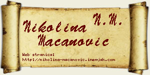Nikolina Macanović vizit kartica